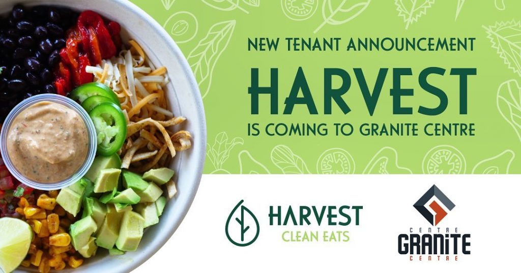 Our final tenant announcement for our fall 2022 plaza is Harvest Clean Eats!
